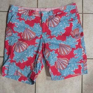 Lilly Pulitzer Red and Blue Seashell Print Shorts
